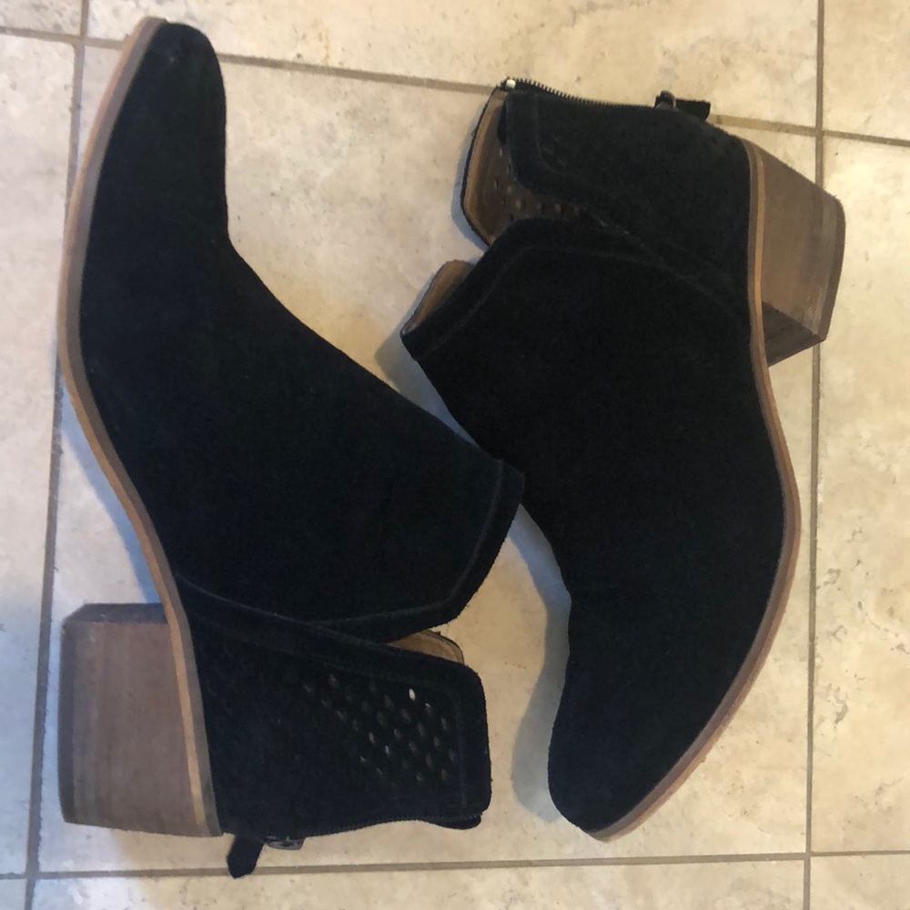 Suede booties/boots with perforated detail